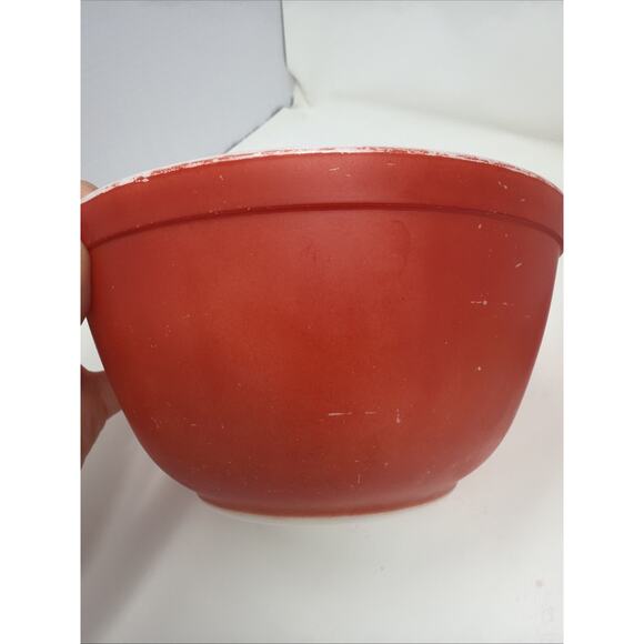 Vintage Pyrex Lot Primary Red 402 Nesting Mixing Bowl 1.5QT & Hostess Bowls - Picture 6 of 16